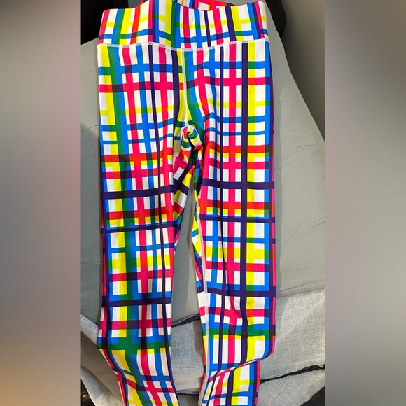 Terez XS Technicolor Plaid Shine Leggings and Sports Bra Set ♥️💙💛 - Picture 7 of 16